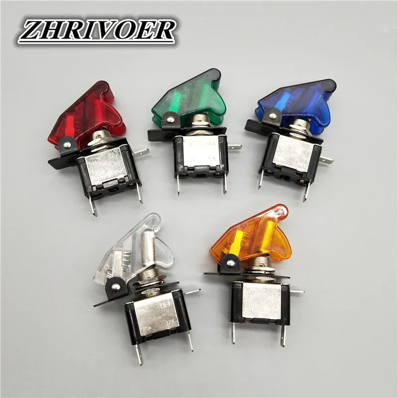 Auto Car Boat Truck Illuminated Led Toggle Switch With Safety Aircraft Flip Up Cover Guard Red Blue Green Yellow White 12V20A