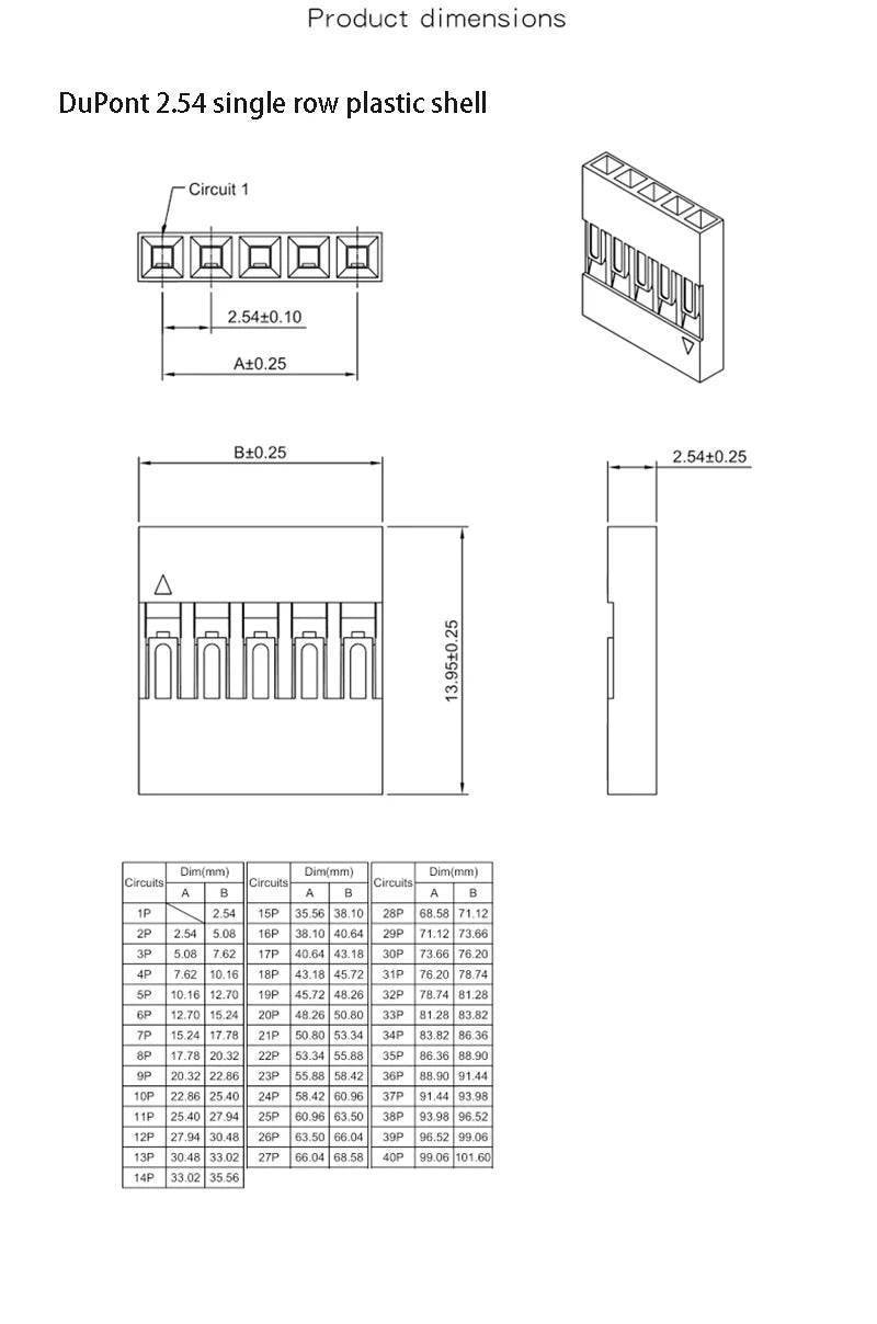 200pcs DuPont head 2.54 DuPont plastic shell plug 2.54mm 2/3/4/5/6/7/8/10/12/16/20P connector