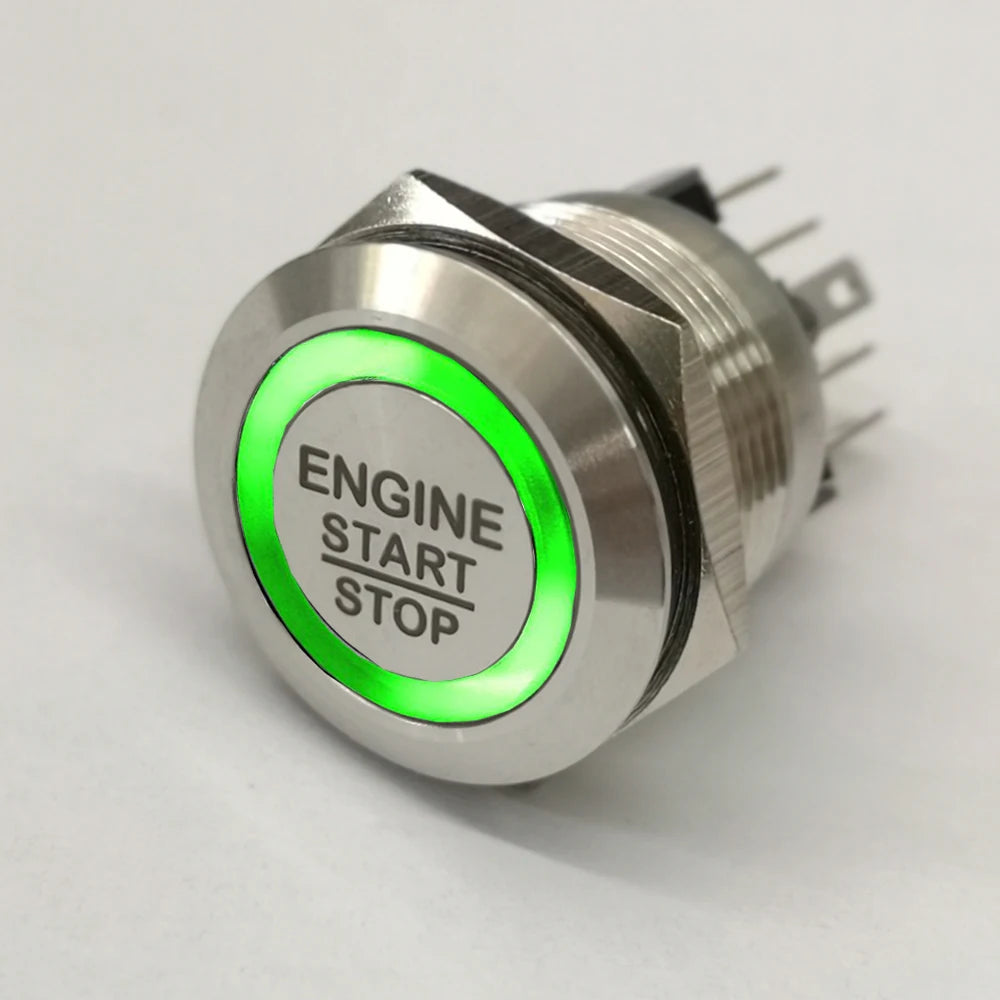 19mm 22mm 25mm 30mm Laser 'ENGINE START STOP' Engine Button ON OFF Ring Illuminated Momentary Push Button Switch+CE+RoHS