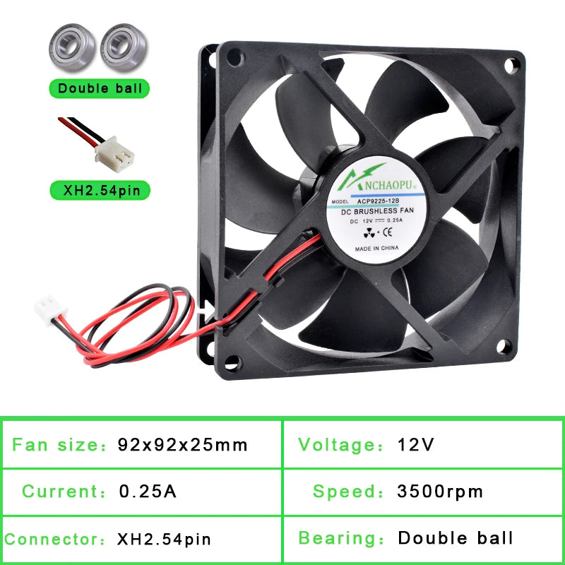 ACP9225 9cm 92mm Fan 92x92x25mm 9025 DC5V 12V 24V 2pin Cooling Fan for Chassis Power Inverter