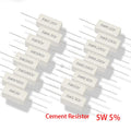 10pcs 5W 5% Cement Resistor Power Resistance 0.1 ~ 10K 0.1R 0.5R 1R 10R 100R 0.22 0.33 0.5 1 2 5 8 10 15 20 25 30 100 1K 10K ohm