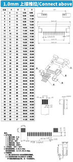 10PCS 0.5mm 1.0mm FPC FFC Connector Flat Cable PCB Connectors SMT ZIF 4 5 6 7 8 10 12 16 18 20 26 28 30 32 36 40 50 54 60P P