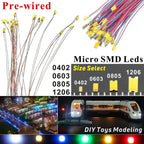 5pcs 0402 Microm SMD Led 12V Model Train HO N OO Scale Pre-soldered Micro Litz Wired LED Leads Wires 20cm DIY Model Making