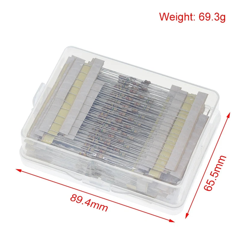 TZT 1/8W 5% 640pcs 64 Values 1R - 10MR 0.125W Carbon Film Resistors Assorted Kit Set