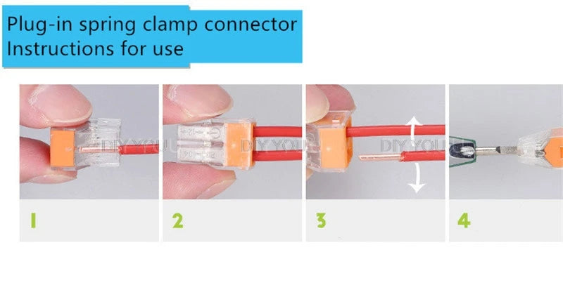 25/50/100Pcs 252/253/254/255 Fast Push-in Conductor Wiring Connector Terminal Block Compact Wire Connector 2/3/4/5Pin AWG18-12
