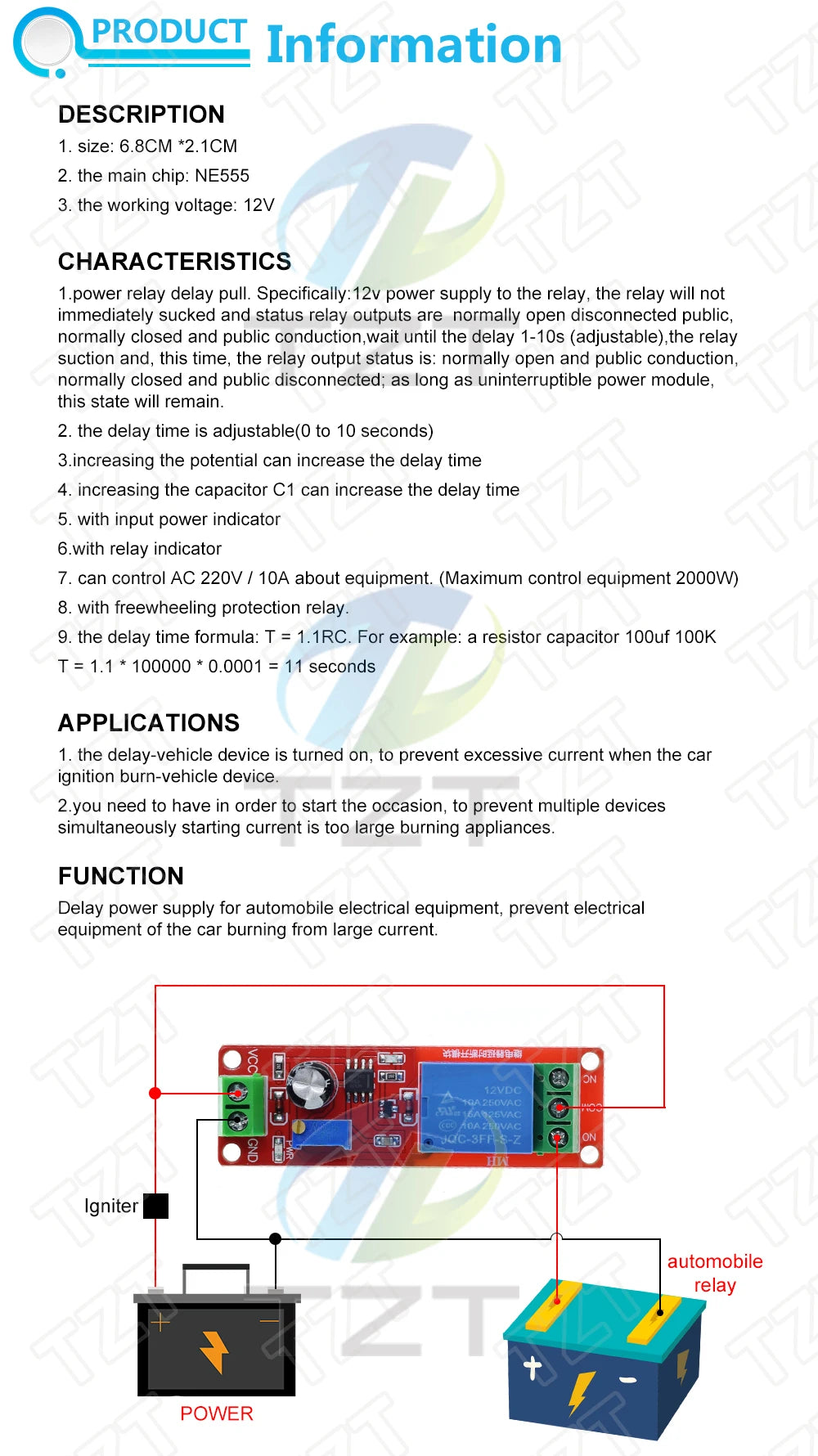 NE555 Timer Switch Adjustable Module Time delay relay Module DC 5V / 12V Delay Connect / Disconnect   relay shield for arduino