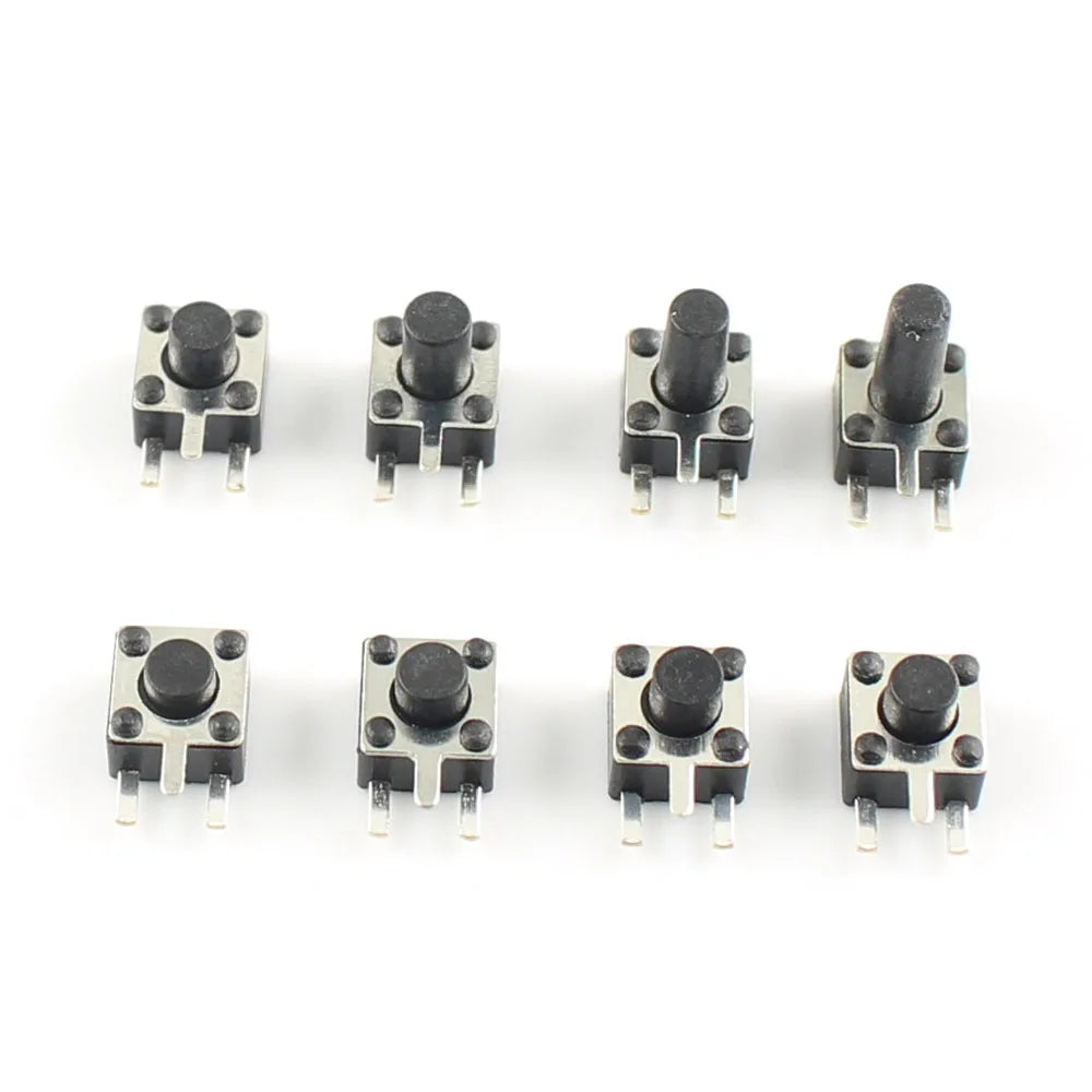 50pcs Micro Switch 4.5*4.5 Button Momentary Tactile Tact Push 3 Pin DIP Rgiht Angle 4.5x4.5x3.8/4.3/4.5/4.8/5/6/7/8 mm