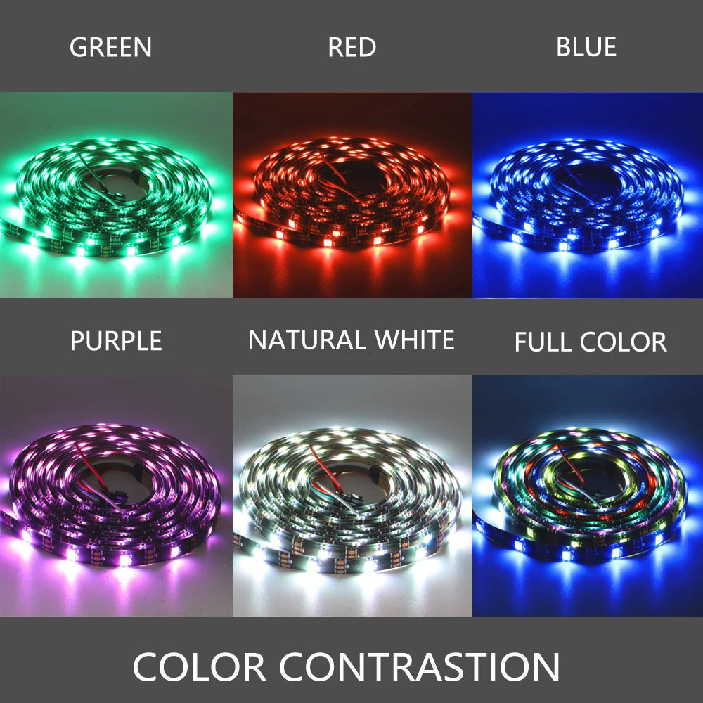 WS2812B USB LED Strip RGB WS2812 Addressable Pixel Tape 14Keys Remote Controller For TV Back Under Cabinet Lamp 1-5M DC5V
