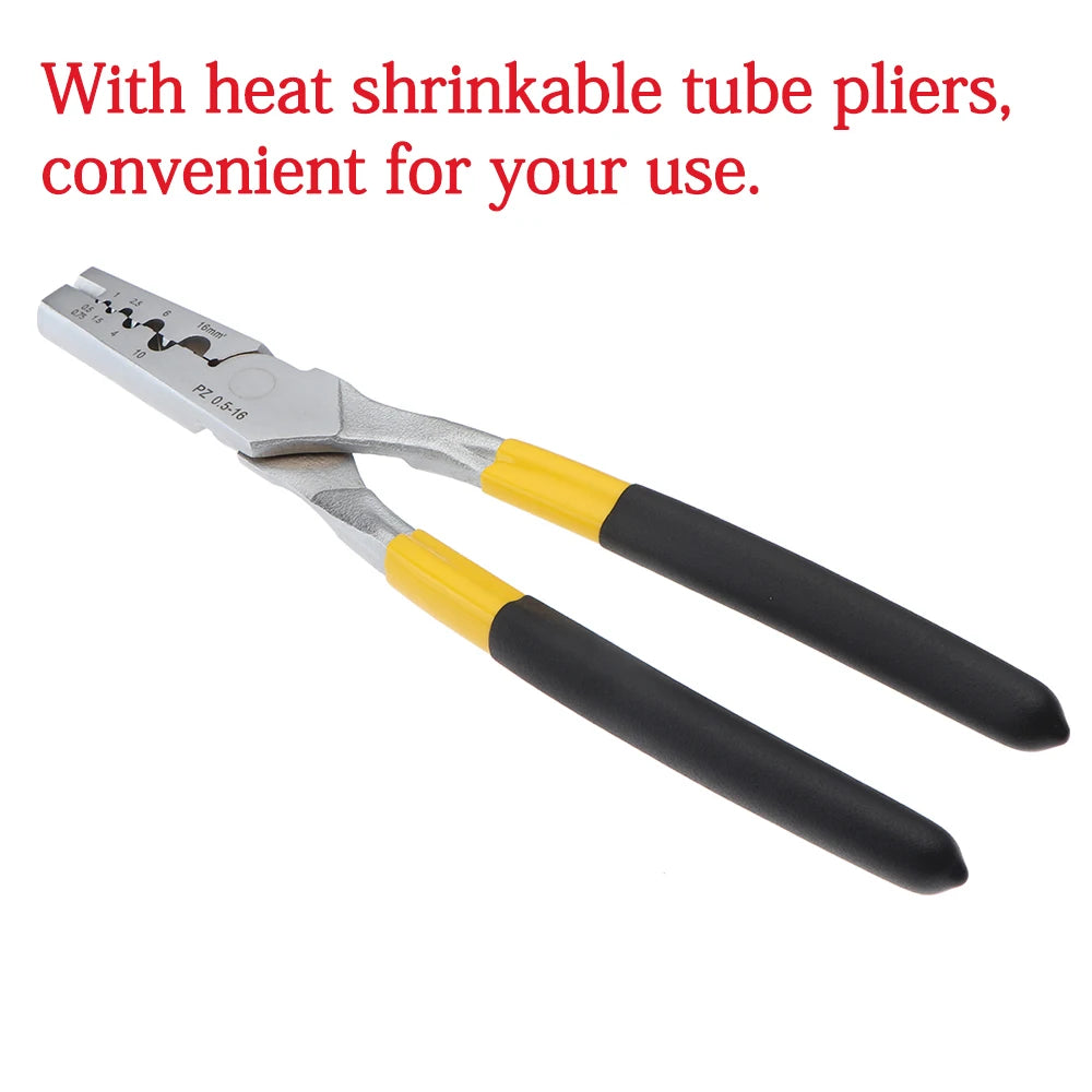 970pcs Copper Connecting Pipe Wire Joint Small Copper Tube Terminal Cable Lug Bootlace Ferrule Kit With Heat Shrink Tube Plier