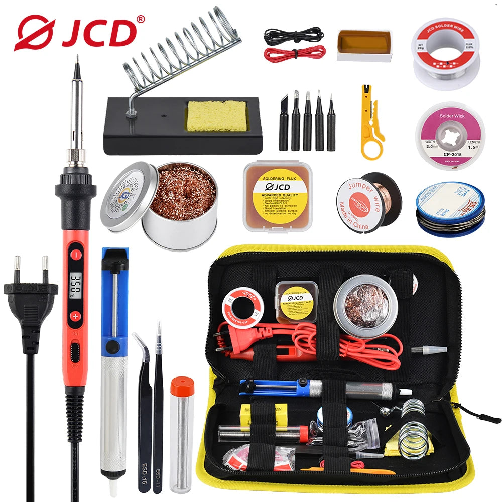 JCD Soldering Iron kits With Digital Multimeter 100W 220V/110V Multi-function Button Solder Station Adjustable Temperature 908U