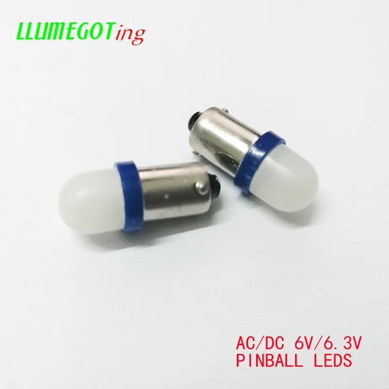50pcs BA9S T4W #44 #47 Milk White Dome 2x 5630SMD Various Color Non Polarity AC DC 6V 6.3V Bally Pinball Game Machine Led Bulbs