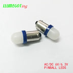 50pcs BA9S T4W #44 #47 Milk White Dome 2x 5630SMD Various Color Non Polarity AC DC 6V 6.3V Bally Pinball Game Machine Led Bulbs