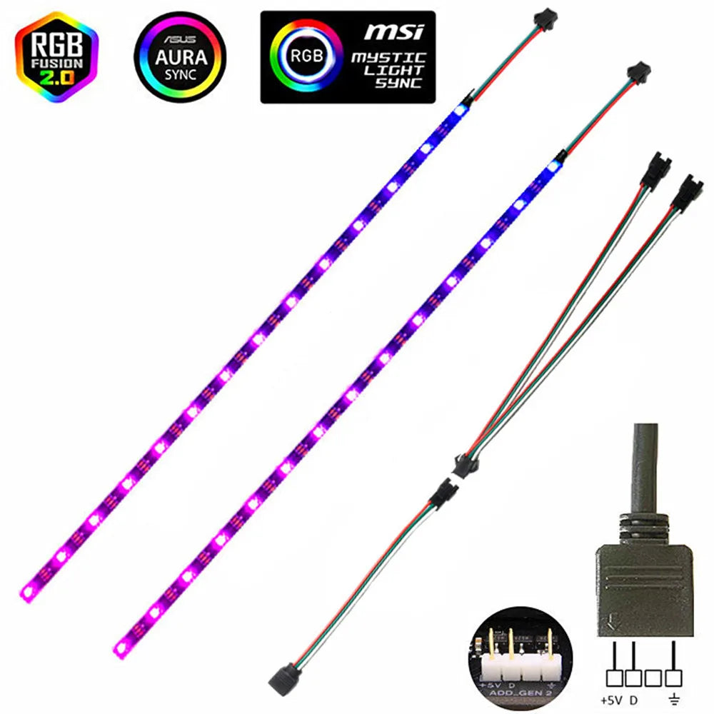 Addressable ARGB 5V LED Strip 3Pin Computer PC Case Tape Light WS2812B SMD 5050 Flexible Changeable Color Gamer Desktop Lamp