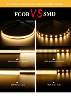 FCOB LED Strip Light 336 480 528 LED High Density Flexible FOB COB Led Light RA90 Warm Nature Cool White Linear Dimmable 12V 24V
