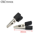 10pcs Test Metal Alligator Clip Plastic Handle Cable Lead Test Charging Clamp Metal Crocodile Clamp Length 50mm 35mm