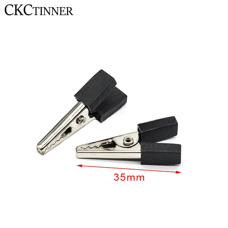 10pcs Test Metal Alligator Clip Plastic Handle Cable Lead Test Charging Clamp Metal Crocodile Clamp Length 50mm 35mm