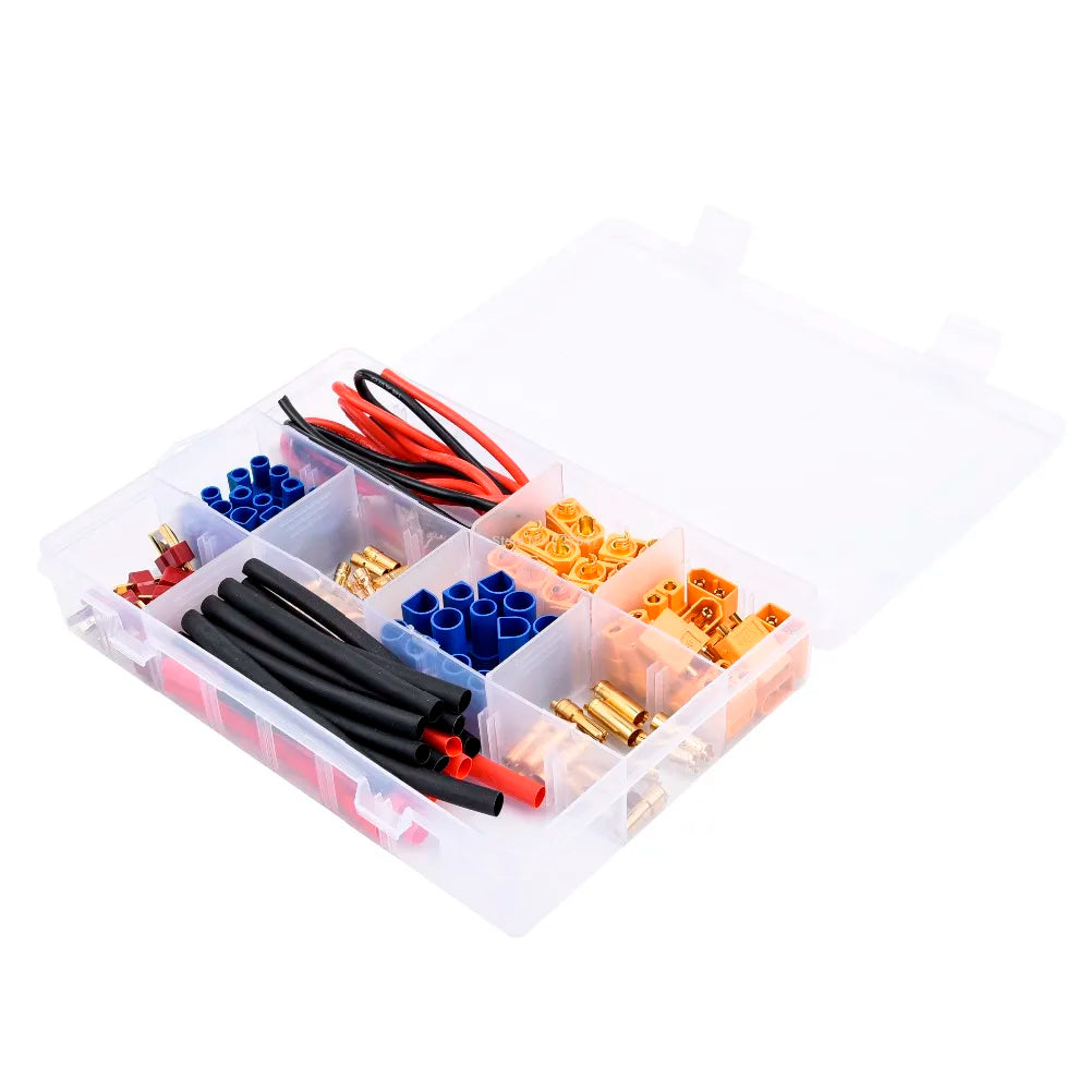 76pcs T-Plug / XT60 / XT90 / EC3 /EC5 Male &Female Plug Adapter Connectors Silicone Wire and Shrink Tubing Kit for RC Car /Frame