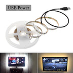 5V USB LED Strip Light Battery Power SMD 2835 3528 60LED 1m 2m 5m White Warm Red Blue Green Ribbon Cabinet Lights Night DC5V