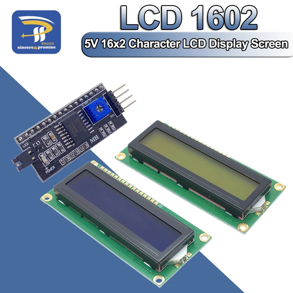 LCD1602 PCF8574T PCF8574 IIC/I2C / Interface 16x2 Character LCD Display Module 1602 5V Blue/ Yellow Green Screen For Arduino DIY