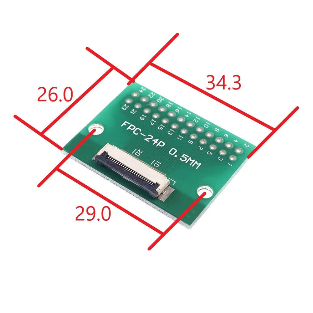 2 Pcs FPC FFC Cable 4 6 8 10 12 15 20 24 30 40 50 60 PIN 0.5 Mm Cable PCB Adapter to 2.54 Mm 1 Inch Pitch Through Hole PCB