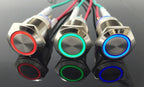 1PCS 12MM with LED 3V 5V 12V 24V 220V Metal Button Switch Momentary push button auto reset waterproof illuminated Red Blue Green