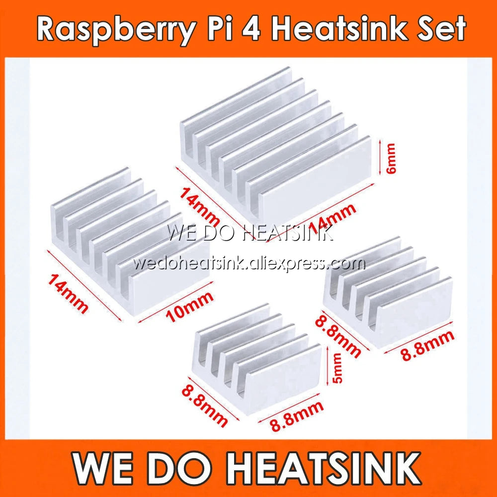 WE DO HEATSINK 4pcs/set Raspberry Pi 4 DIY Heat Sink Aluminum Heatsink Cooler Radiator Kit for Raspberry Pi 4B Heat Dissipation