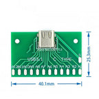 1/2/5Pcs USB-C 24Pin Female Socket Test Board USB 3.1 Connector PCB Base for Arduino Projects