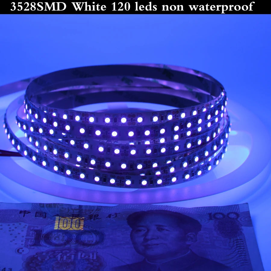UV LED Strip Light 12V 24v Ultraviolet 60/120/240LEDS/M LED Diode Ribbon LAMP SMD 3528 Purple Flexible Tape for DJ Fluorescence