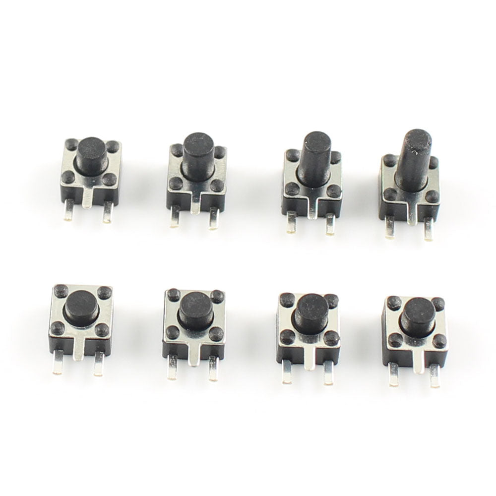 50pcs Micro Switch 4.5*4.5 Button Momentary Tactile Tact Push 3 Pin DIP Rgiht Angle 4.5x4.5x3.8/4.3/4.5/4.8/5/6/7/8 mm