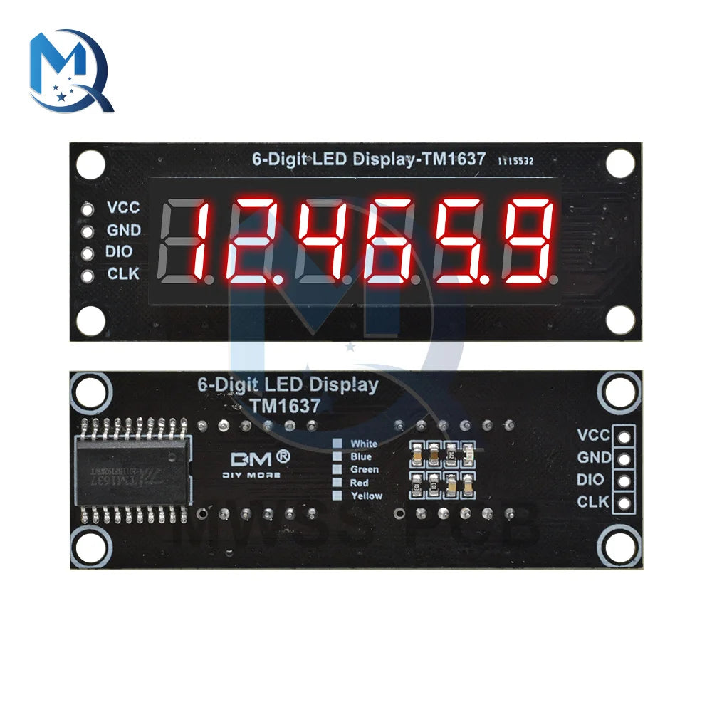 0.36 Inch TM1637 4/6-Digit LED Digital Display Tube Module Red/Green/Yellow/Blue/White 0.36" Decimal 7 Segments For Arduino