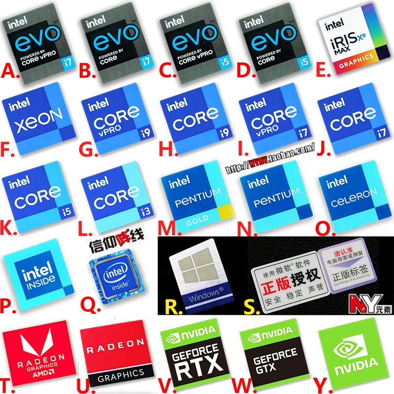New Original 11-Generation Core i9 i7 i5 i3 Evo Certified Notebook Desktop Computer Cpu Sticker Label