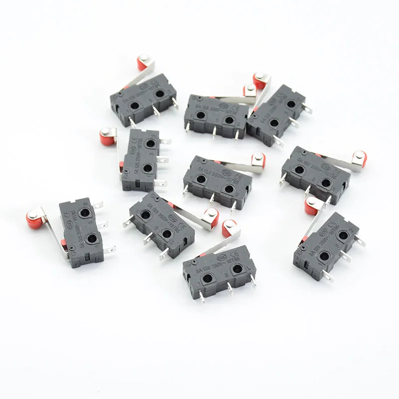 10Pcs Micro Limit Switch  Roller Lever Arm SPDT Snap Action LOT 3Pin With Roller Limit Switch Mini