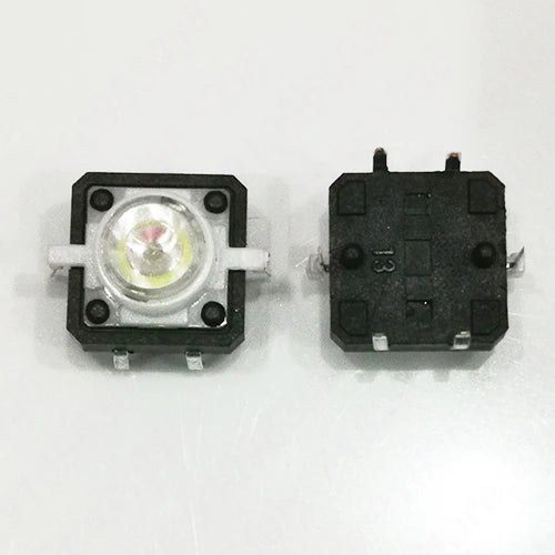 10PCS 12X12X7.3mm With Light Led 3V 6Pin DIP Momentary Push Button Not Fixed Tact Switch Illumination Button PCB Mounting
