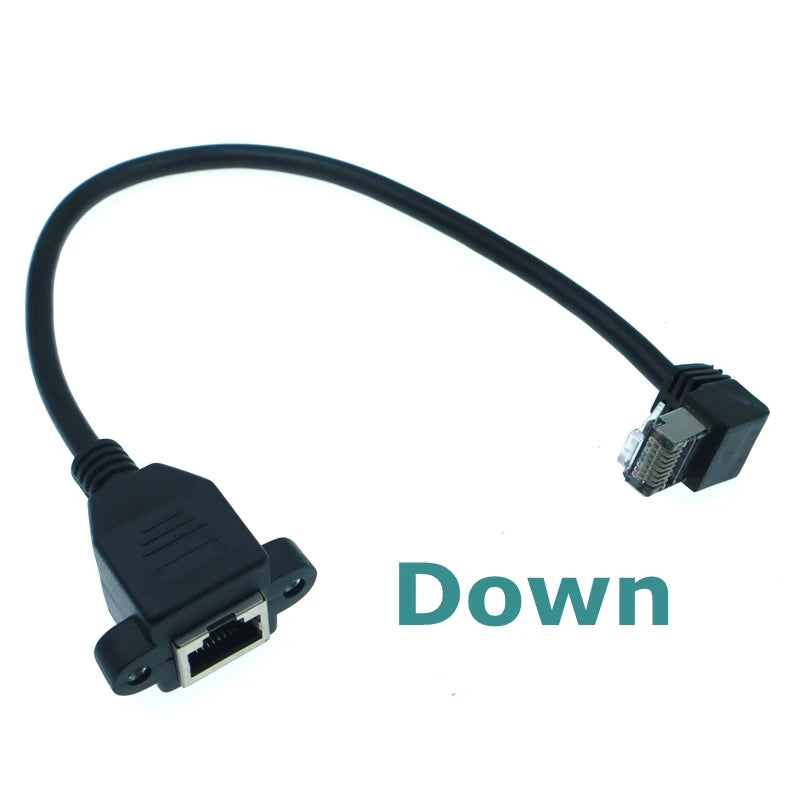 High Quality 90 Degree 8P8C FTP STP UTP Cat5 RJ45 Male to Female With Screw LAN Ethernet Computer Network Extension Cable