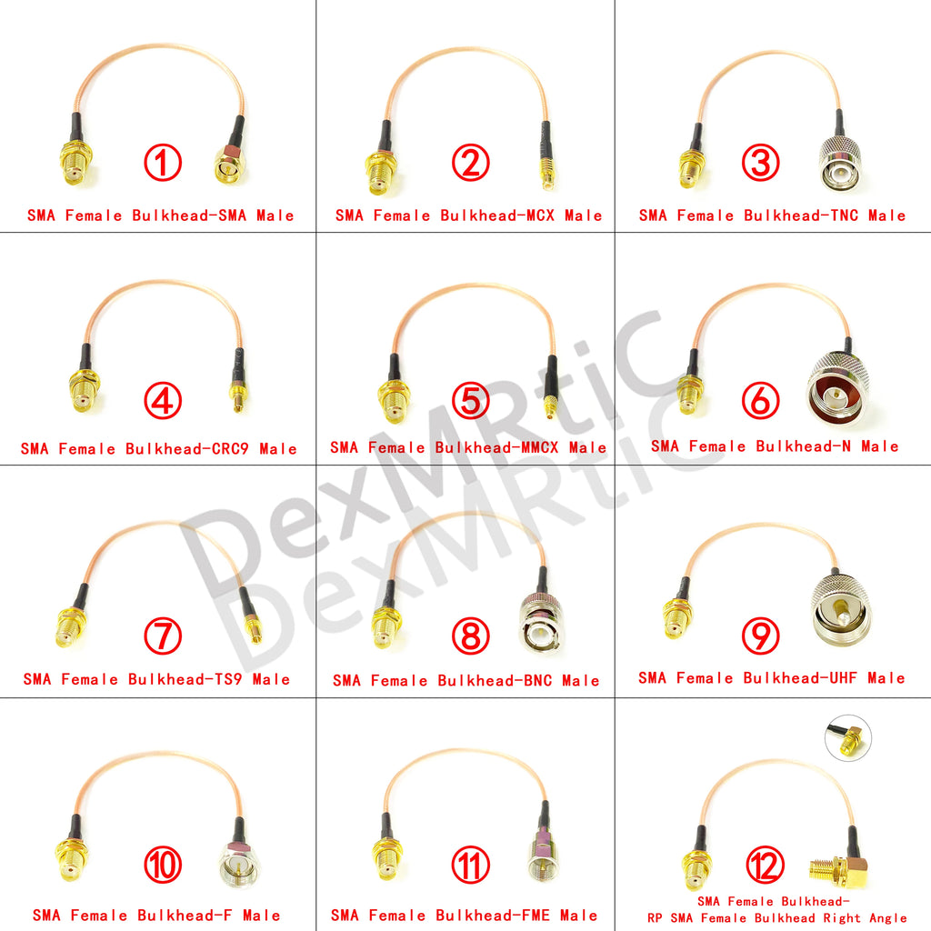 SMA Female Jack Nut To SMA N TNC BNC UHF MCX MMCX TS9 CRC9 Straight Pigtail Cable RG316 For WIFI Wireless 3G 4G Modem NEW