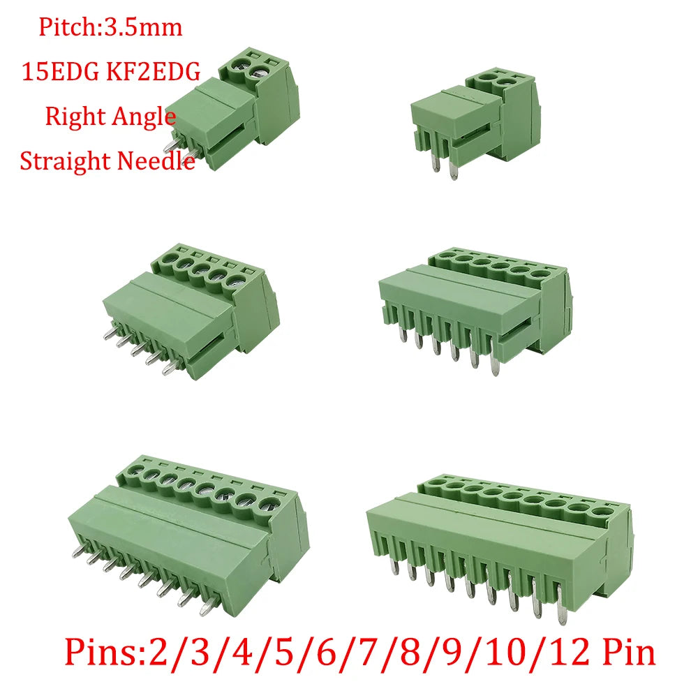 5Pair KF2EDG 15EDG 2-12Pin PCB Screw Terminal Block 3.5/3.81/ 3.96/5.08mm Right Angle/Straight Needle Plug Socket Wire Connector