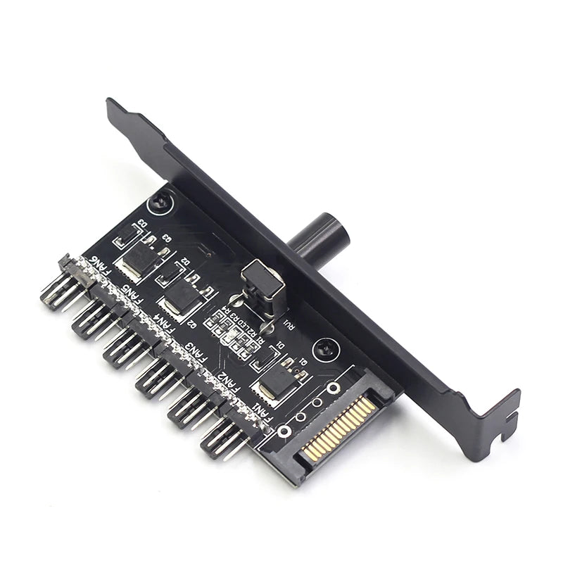 PCI Fan Speed Controller,12V Molex 4pin or SATA Powered 6 8 Fan Hub,PWM 4 pin CPU Radiator 3pin Case Cooler Temperature Control