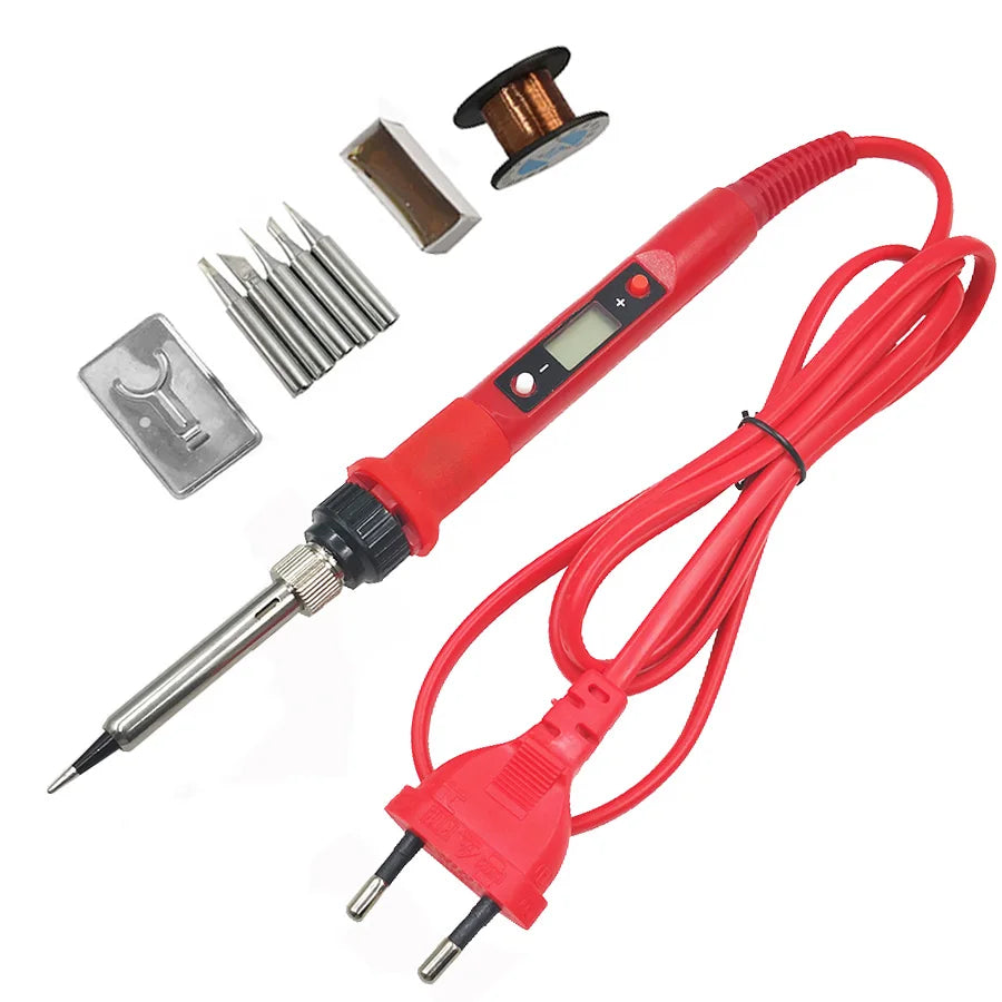 80W Digital Electric Soldering Iron Set Kit Temperature Adjustable 220V 110V  Ceramic Heater Soldering Tips Welding Tool  set