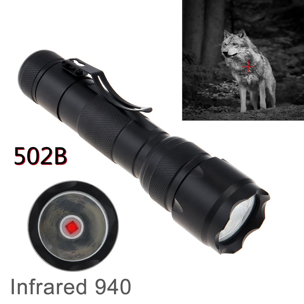 10W LED Infrared Hunting Flashlight 501F 502F Mini IR 850 / 940nm Night Vision Zoom Handheld Waterproof Outdoor Tactical Torch