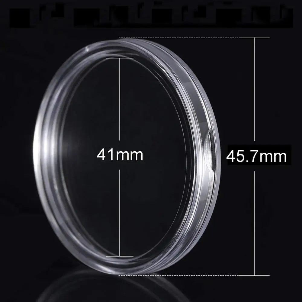 60Pcs 41mm Coin Capsules with Black Gaskets and a Storage Organizer Box for 5 Sizes (21/26/31/36/41mm) Coins Collection Holder
