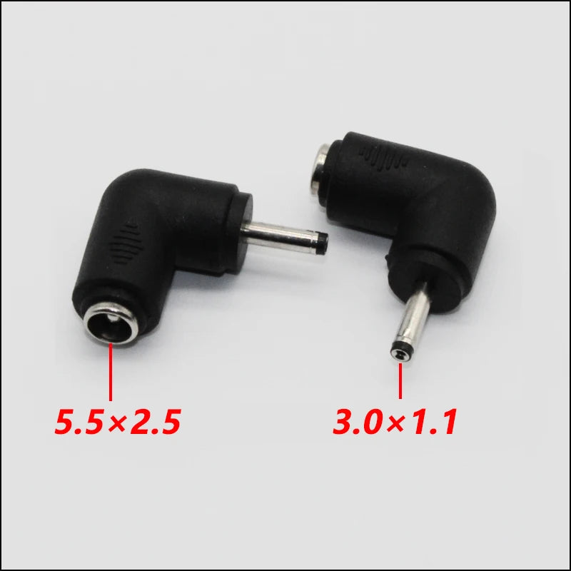 1pcs DC Connector 5.5 x 2.5MM Female Power Adapter to 3.0×1.1，3.5×1.35，4.0×1.35，4.0×1.7，4.8×1.7，5.5×2.1MM Male 90 Degree .