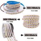 DC12V LED Strip 5050 5054 2835 240LEDs/m High Bright Flexible LED Rope Ribbon Tape Light Lamp Warm White / Cold White 5m
