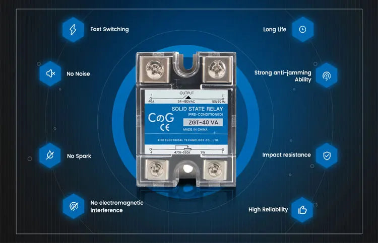 CG SSR-40VA  24-480VAC 40A Single Phase Solid State Relay Resistance Voltage Regulator with Heat Sink and Potentiometer A Knob