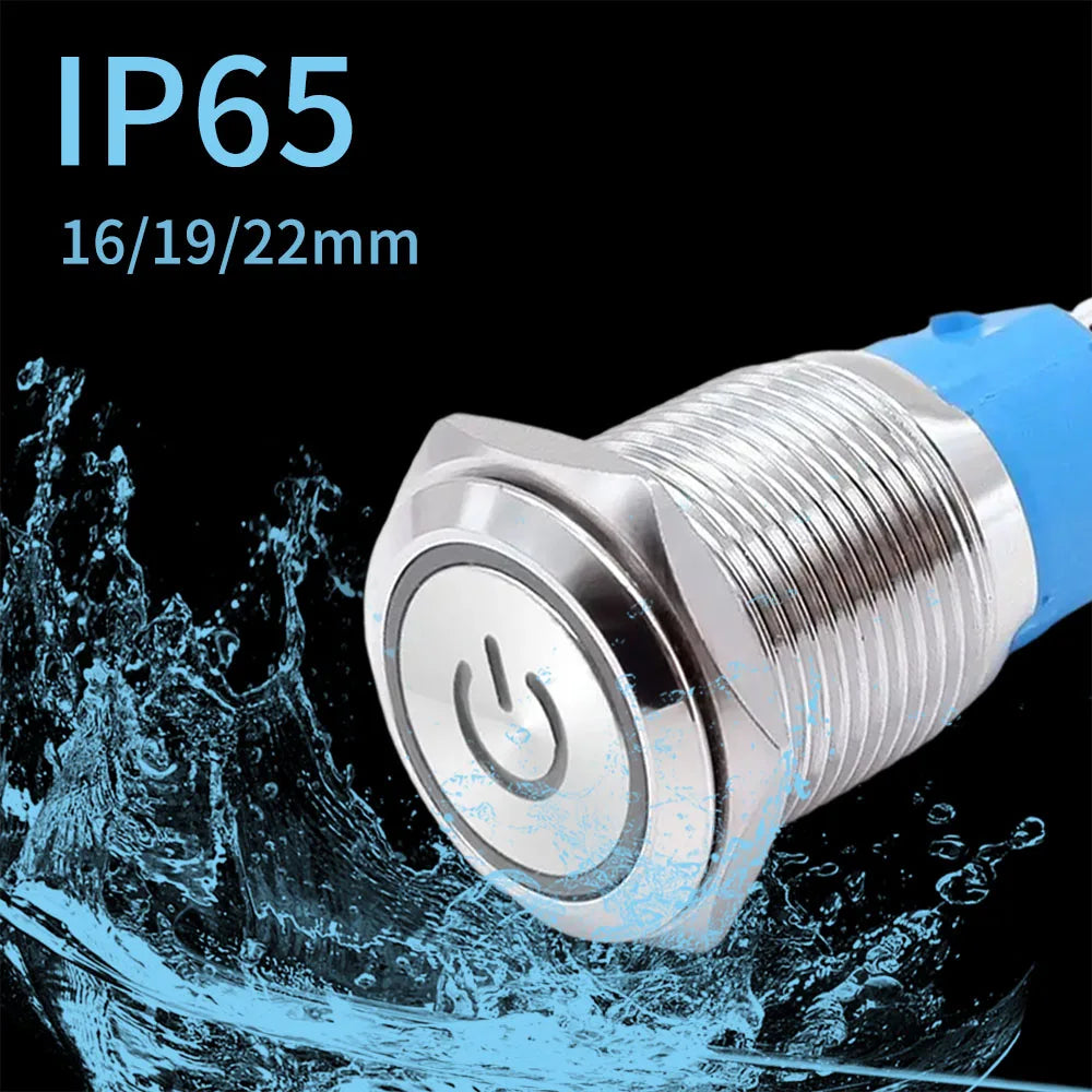 On Off PC Power Metal Waterproof Push Button Switch 12v for Car Ignition Switches Momentary/Latching NC 5V 220V 12 16 19 22 mm