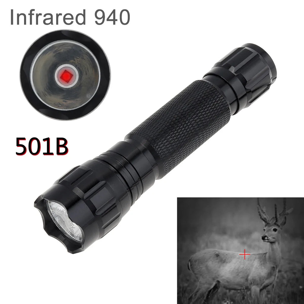 10W LED Infrared Hunting Flashlight 501F 502F Mini IR 850 / 940nm Night Vision Zoom Handheld Waterproof Outdoor Tactical Torch