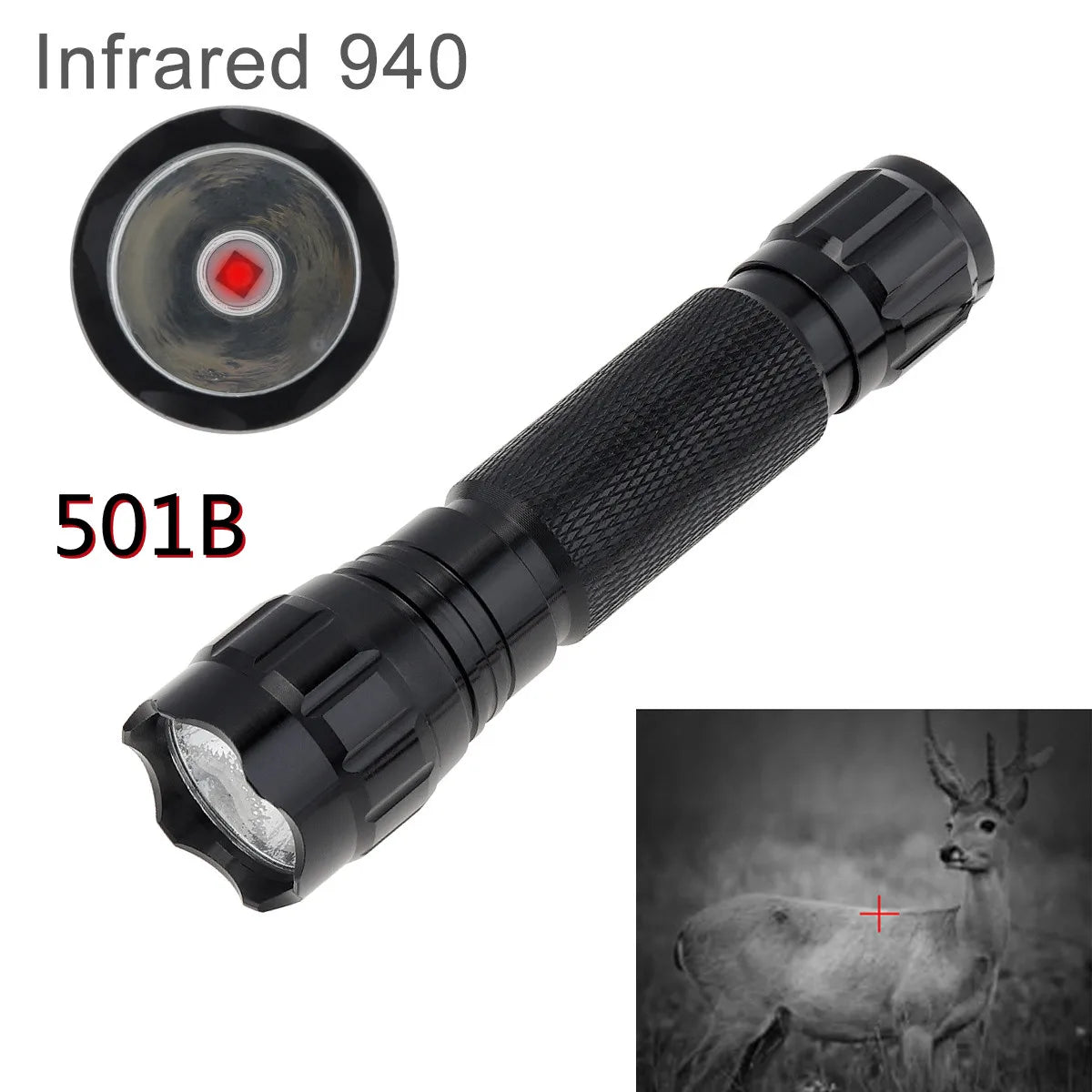 10W LED Infrared Hunting Flashlight 501F 502F Mini IR 850 / 940nm Night Vision Zoom Handheld Waterproof Outdoor Tactical Torch