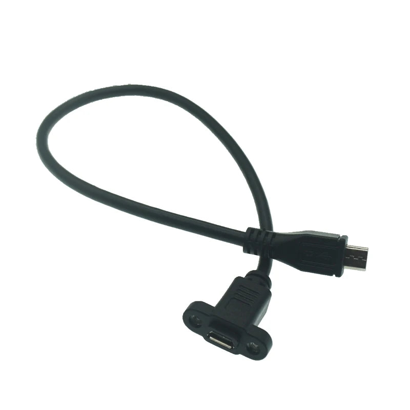 Pitch 17.5mm 5 Pin Micro Mini USB C Male To TYPE-C Female Extension Data Sync Power Charge Cable With Screws Lock Panel Mount