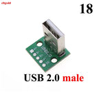 1pcs Micro Mini USB Type C USB 2.0 3.0 Male Female PCB Connector 90 Degree Data Charging Cable Jack Test Board with Pin Header