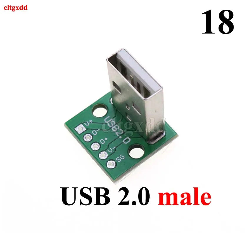 1pcs Micro Mini USB Type C USB 2.0 3.0 Male Female PCB Connector 90 Degree Data Charging Cable Jack Test Board with Pin Header