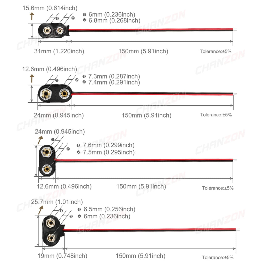 9V Battery Connector Power Clips DC Jack Male Female Alligator Snap Adapter Wire Holder Cable 9 Volt Lead Socket Plug Barrel